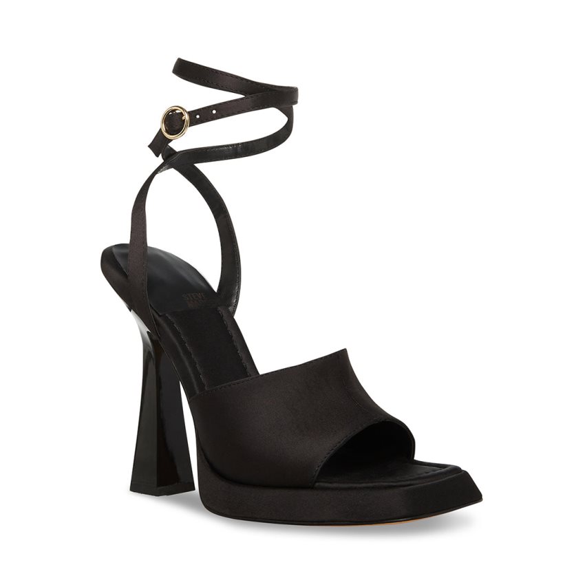 Sandalias Tacones Steve Madden Kendall Satin Mujer Negras | ES QW3290